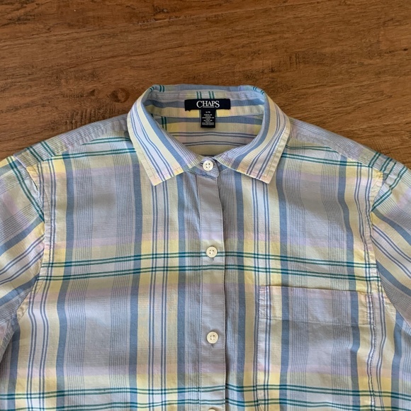 Chaps by Ralph Lauren Blue Yellow Lavender Plaid Button Down Shirt Women… - Picture 5 of 13
